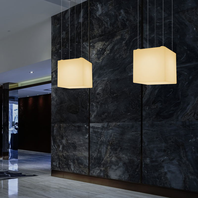 Kubus LED Hanglamp, Geometrische Plafondlamp, 40 x 40 cm, E27, Warm Wit, Sfeerverlichting