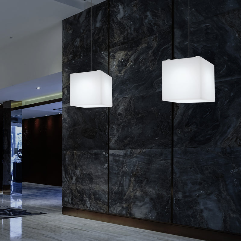 Kubus LED Hanglicht, Geometrische Hanglamp, 30 x 30cm, E27, Wit, Plafondlamp, Sfeerverlichting