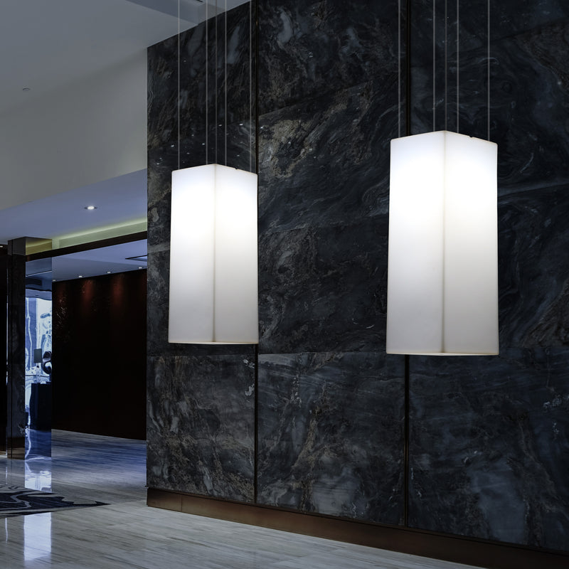 Rechthoekige LED Hanglamp, Moderne Hanglamp, 80cm, E27, Wit, Sfeerverlichting