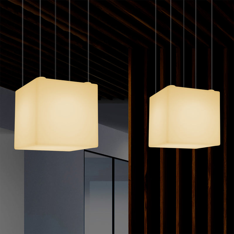 Kubus LED Hanglamp, Geometrische Plafondlamp, 40 x 40 cm, E27, Warm Wit, Sfeerverlichting