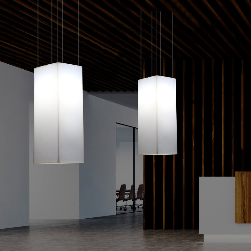 Rechthoekige LED Hanglamp, Moderne Hanglamp, 80cm, E27, Wit, Sfeerverlichting