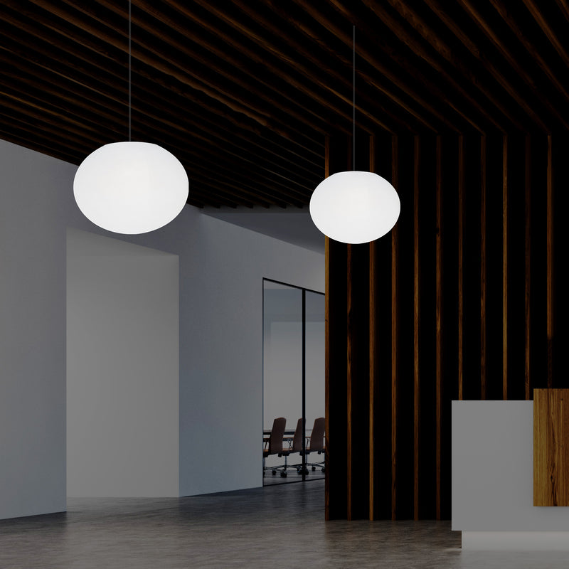 Designer LED Plafondlamp, 3D Ovaal E27 Hanglamp, 27cm Vlakke Bol, Sfeerverlichting