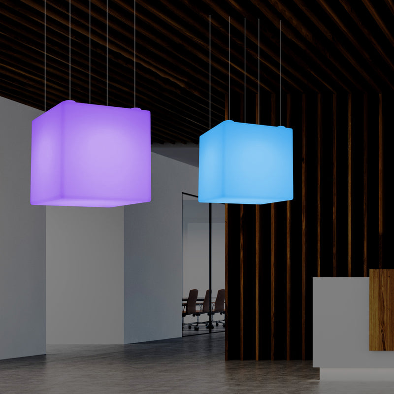 Kubus Hanglamp, Geometrisch Plafondlamp LED Licht, 60cm, E27, RGB met Afstandsbediening