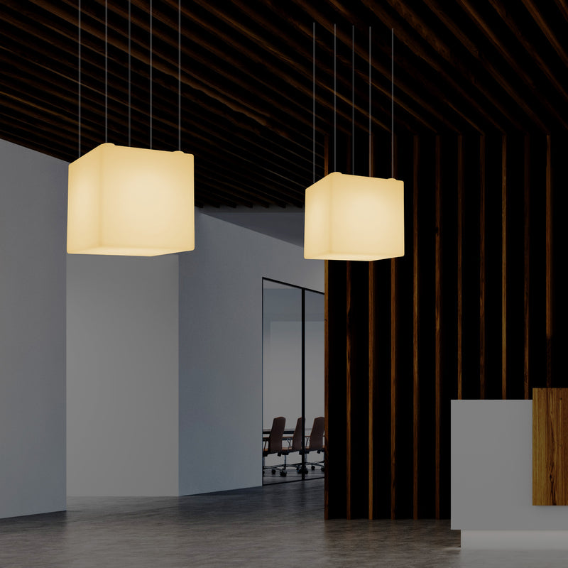 Kubus LED Hanglamp, Geometrische Plafondlamp, 40 x 40 cm, E27, Warm Wit, Sfeerverlichting