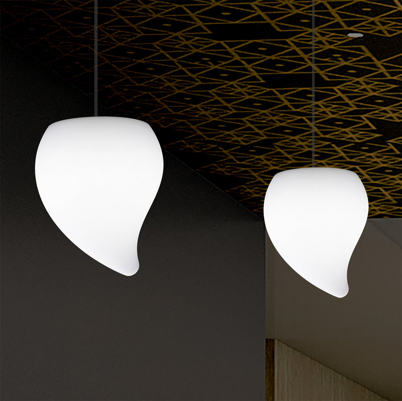 Designer LED Hanglamp, Unieke Traanvormige E27 Hangende Plafondlamp, Wit, Sfeerlicht