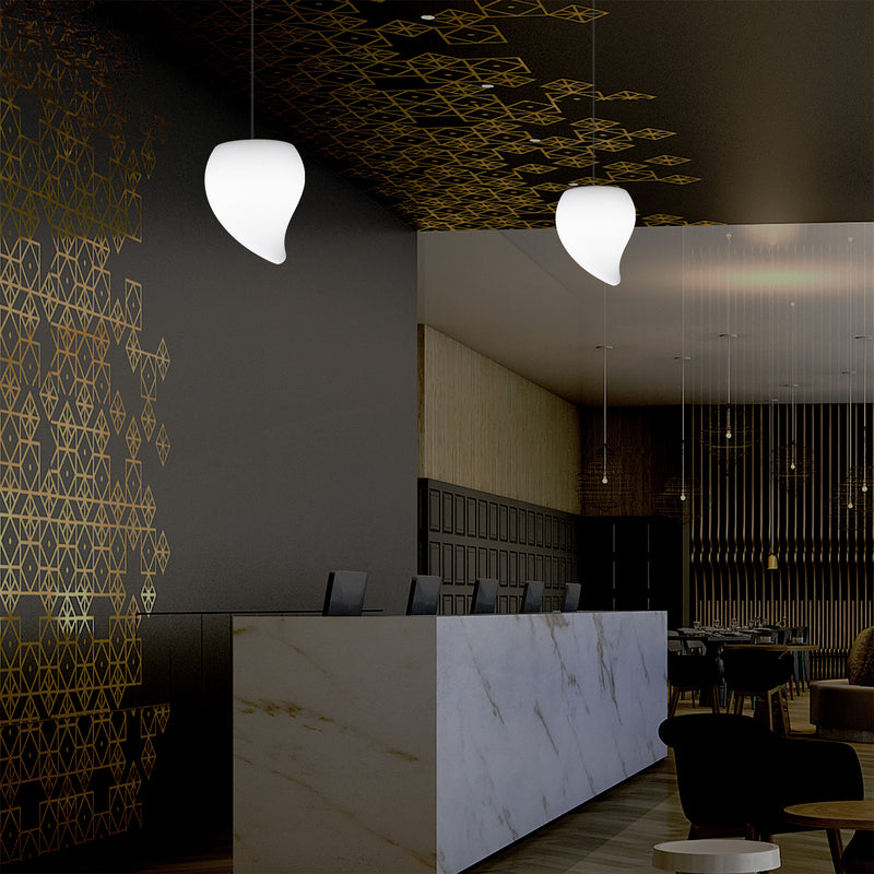 Designer LED Hanglamp, Unieke Traanvormige E27 Hangende Plafondlamp, Wit, Sfeerlicht