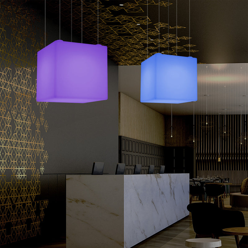 Kubus Hanglamp, Geometrisch Plafondlamp LED Licht, 60cm, E27, RGB met Afstandsbediening