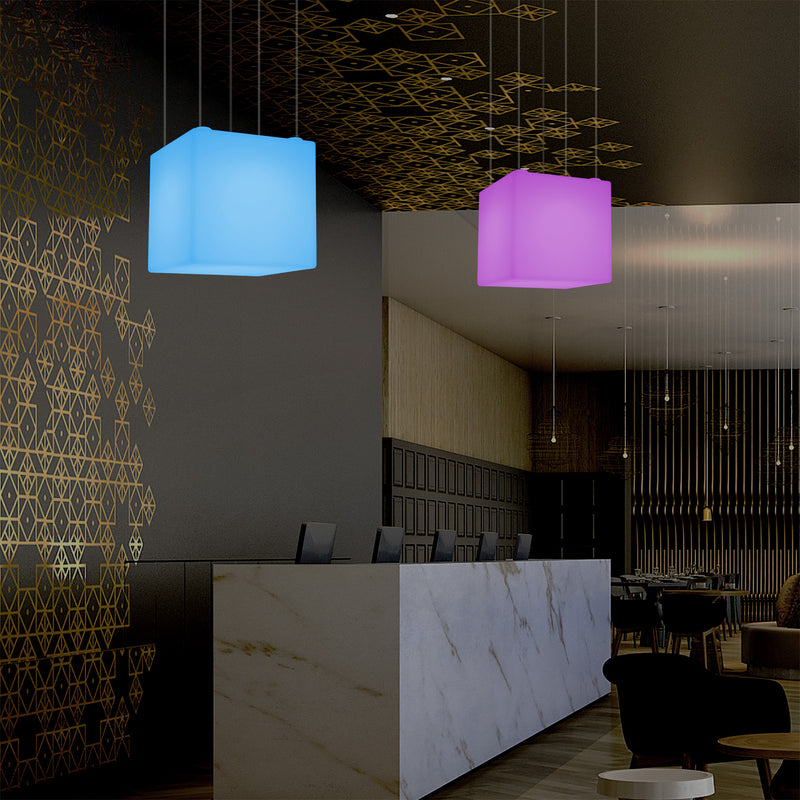 Kubus LED Plafondlamp, Meerkleurige Moderne RGB Hanglamp, 400 mm, Sfeerlicht, Verlichting