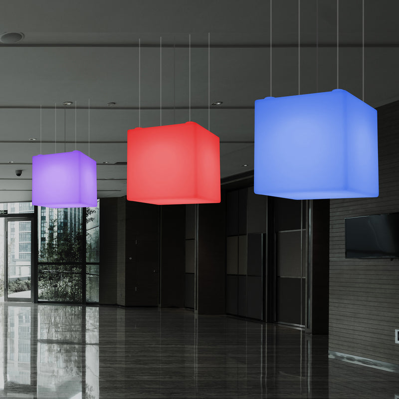 Kubus Hanglamp, Geometrisch Plafondlamp LED Licht, 60cm, E27, RGB met Afstandsbediening