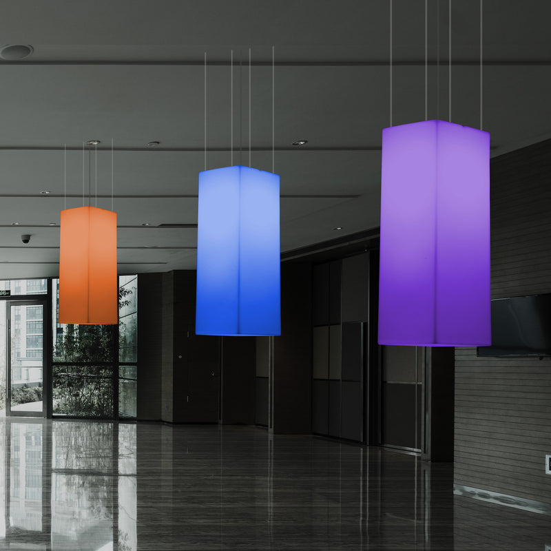 Rechthoekige LED Plafondlamp, Meerkleurig Rechthoekig RGB Hanglicht, 110 x 30cm, Sfeerlicht