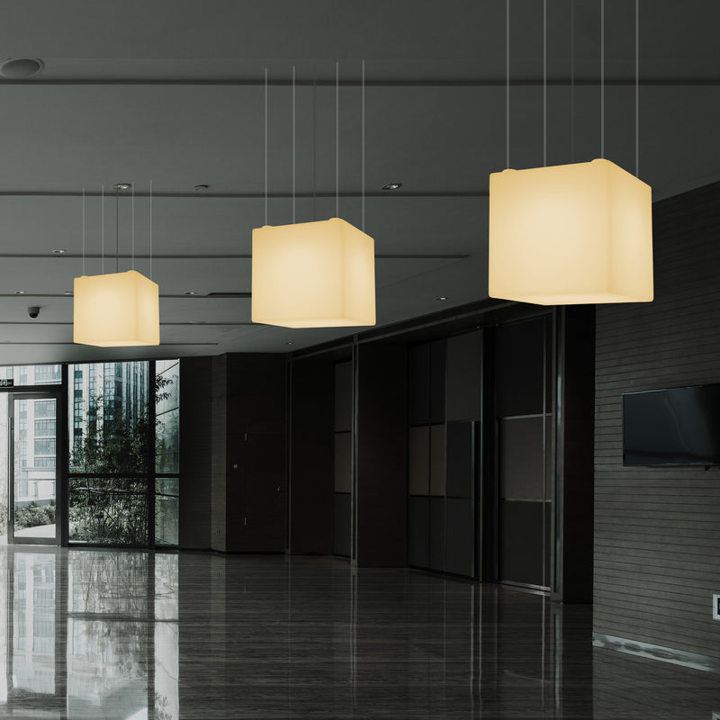 Kubus LED Hanglamp, Geometrische Plafondlamp, 40 x 40 cm, E27, Warm Wit, Sfeerverlichting