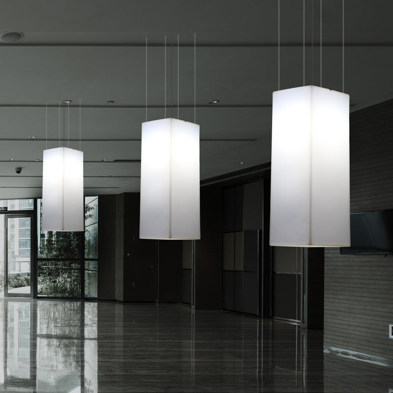 Rechthoekige LED Hanglamp, Moderne Hanglamp, 80cm, E27, Wit, Sfeerverlichting