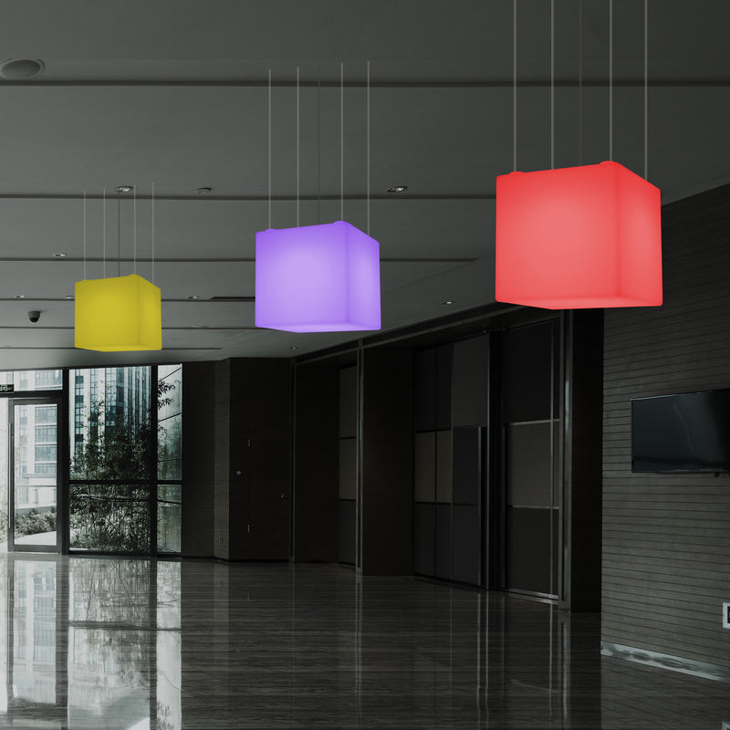 Kubus LED Plafondlamp, Meerkleurige Moderne RGB Hanglamp, 400 mm, Sfeerlicht, Verlichting