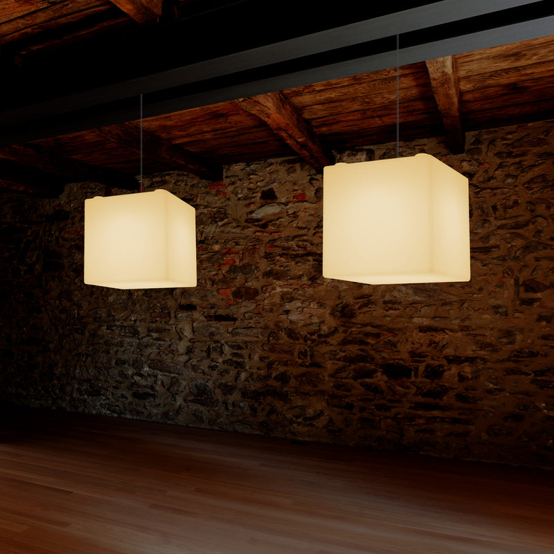 Kubus Hanglamp LED, Moderne Plafondverlichting, 30 cm, E27, Warm Wit, Sfeerlicht