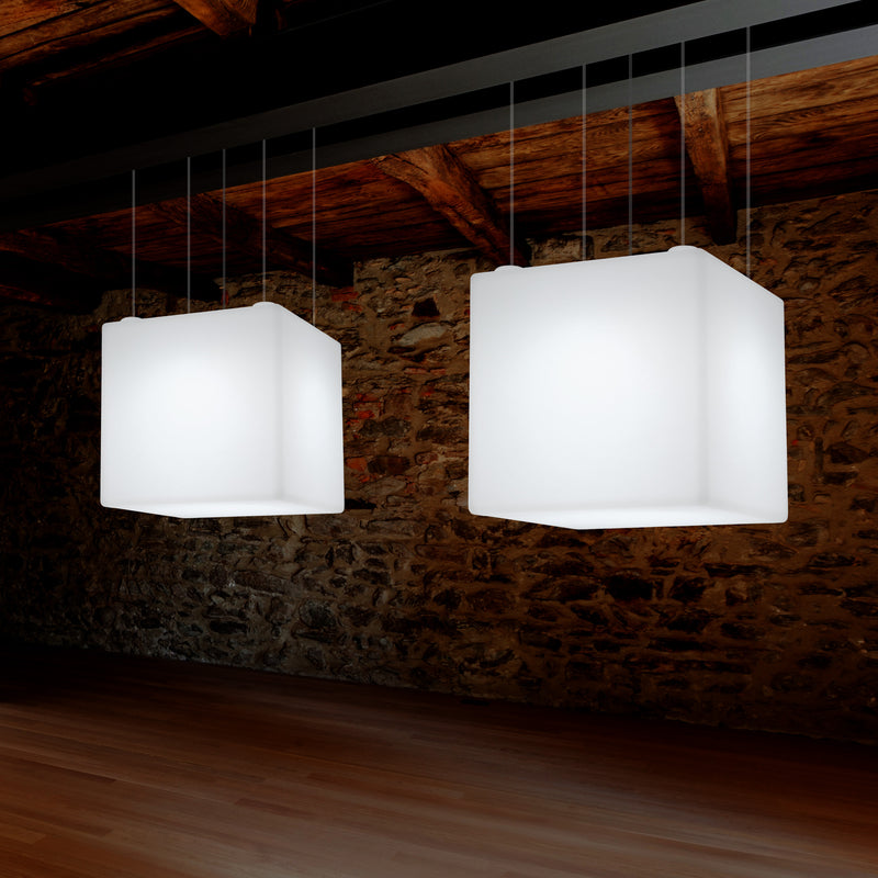 Kubus Hanglamp, Moderne RGB Plafondlamp, 600 mm, LED Sfeerlicht, Grote Lamp met Afstandsbediening