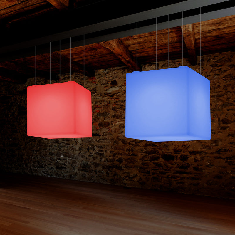 Kubus Hanglamp, Geometrisch Plafondlamp LED Licht, 60cm, E27, RGB met Afstandsbediening