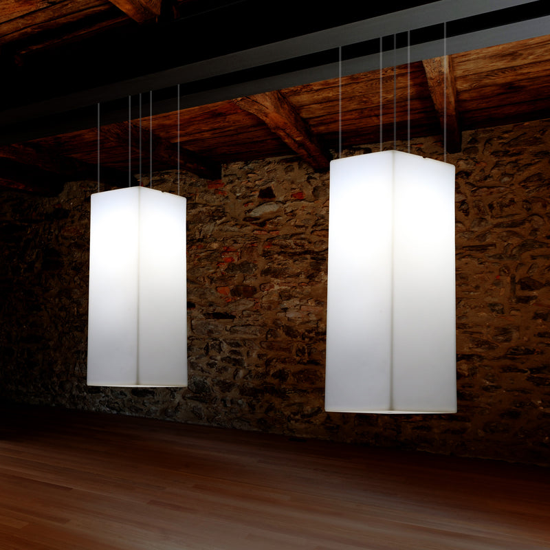 Rechthoekige LED Hanglamp, Moderne Hanglamp, 80cm, E27, Wit, Sfeerverlichting