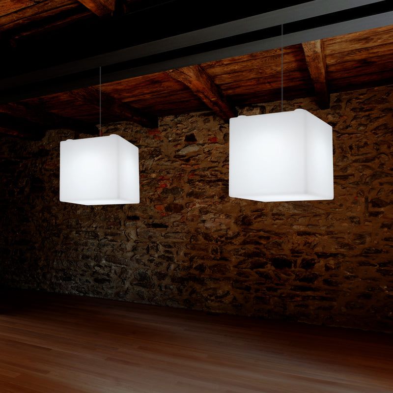 Kubus LED Hanglicht, Geometrische Hanglamp, 30 x 30cm, E27, Wit, Plafondlamp, Sfeerverlichting