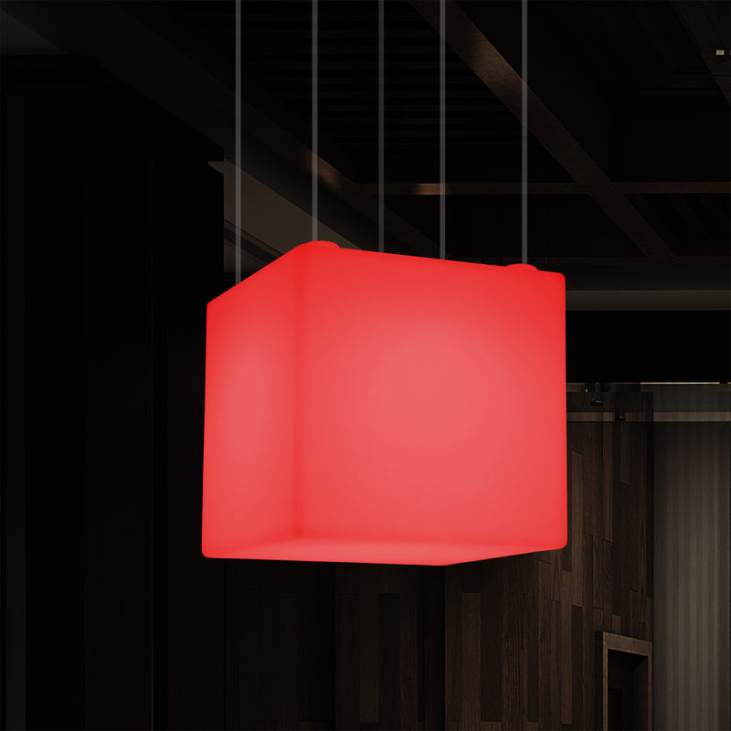 Kubus Hangend LED Licht, Moderne Hanglamp, 40cm, E27, Kleurveranderende Design Lamp