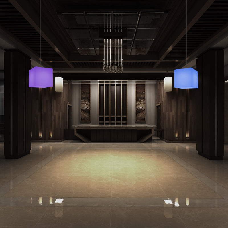 Kubus Hanglamp, Multi-Color Moderne RGB Plafondlamp, 200 mm, LED SMD Sfeerverlichting
