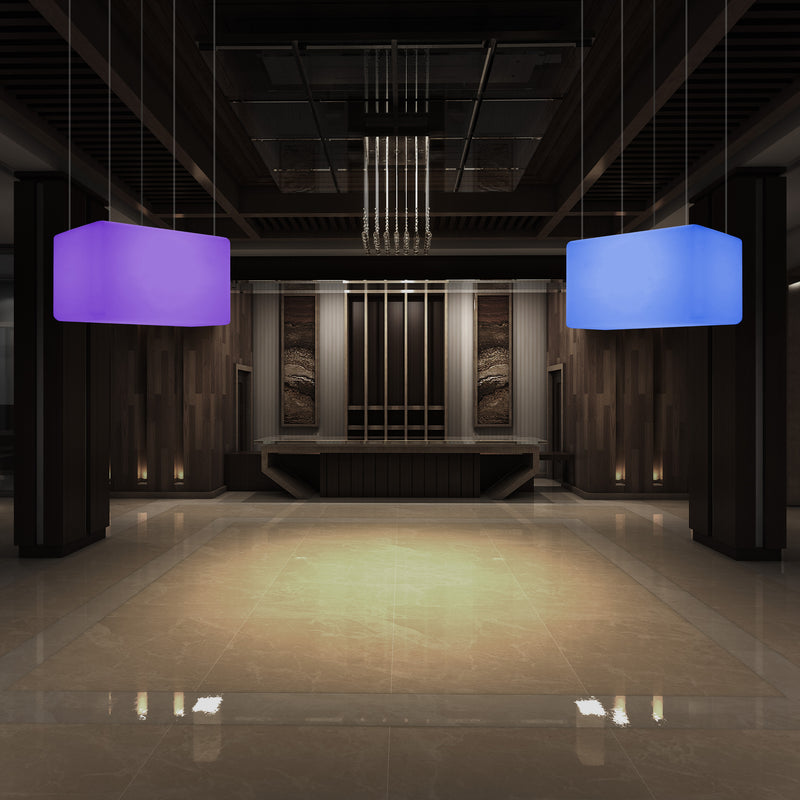 Unieke Plafondlamp, Hangende Lichtzuil, LED Lamp, 55 x 35 cm, E27, RGB met Afstandsbediening