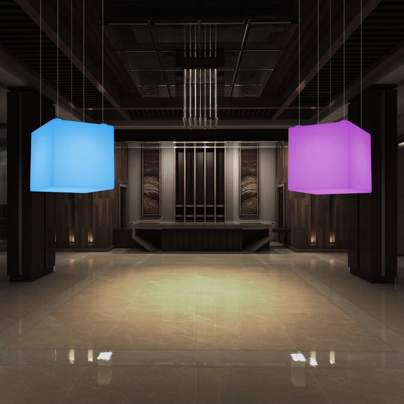 Kubus Hanglamp, Geometrisch Plafondlamp LED Licht, 60cm, E27, RGB met Afstandsbediening