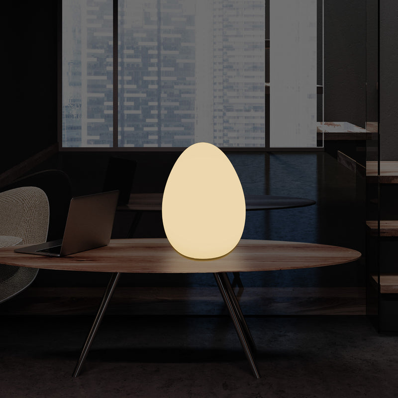 LED Tafellamp voor Slaapkamer met Warm Wit E27 Lamp, Modern 37cm Licht Ei