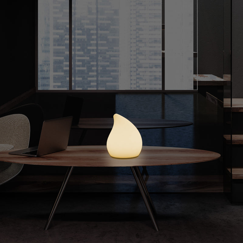 Designer LED Tafellamp voor Nachtkastje, 20cm hoog Uniek E27 Traan, Sfeerverlichting, Warm Wit