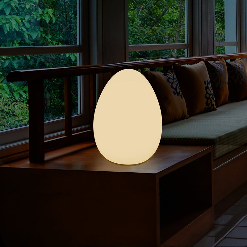 LED Tafellamp voor Slaapkamer met Warm Wit E27 Lamp, Modern 37cm Licht Ei