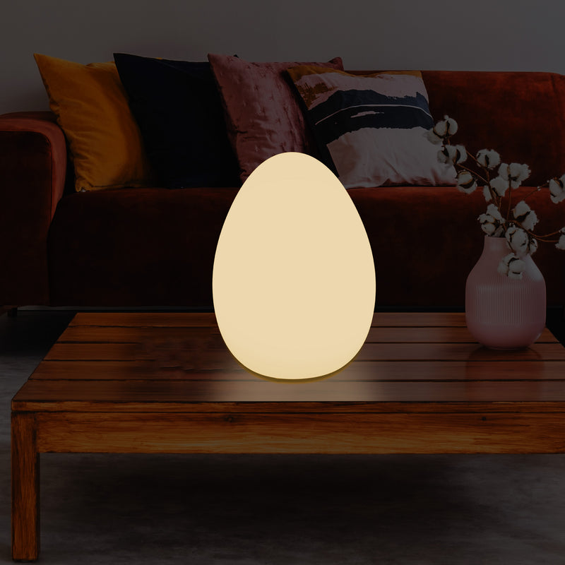 LED Tafellamp voor Slaapkamer met Warm Wit E27 Lamp, Modern 37cm Licht Ei