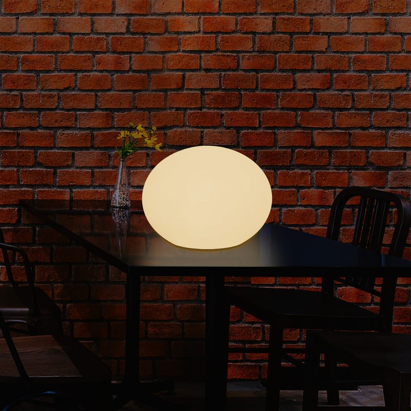 E27 LED Tafellamp, Designer 3D Ovaal Slaapkamerlamp, 27cm Vlakke Bol, Warm Wit