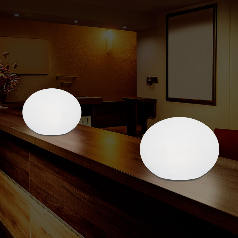 Decoratieve LED E27 Dimbare Tafellamp, 3D Ovaal Ellips Woonkamer Verlichting, 27cm, Wit