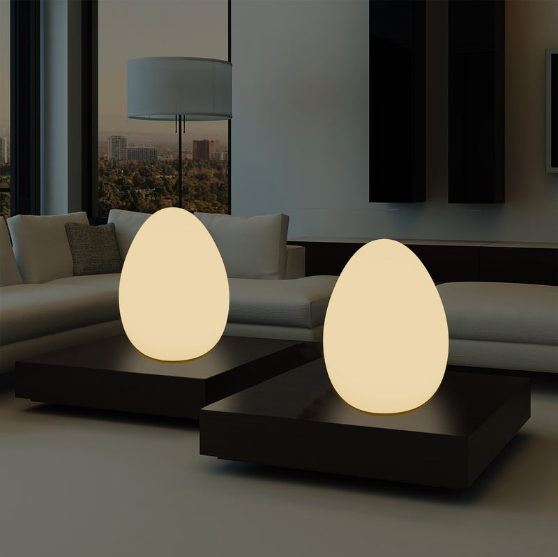 LED Tafellamp voor Slaapkamer met Warm Wit E27 Lamp, Modern 37cm Licht Ei
