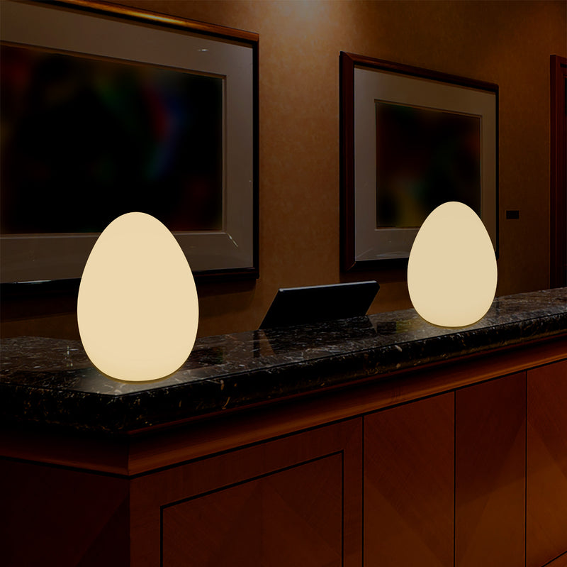 LED Tafellamp voor Slaapkamer met Warm Wit E27 Lamp, Modern 37cm Licht Ei