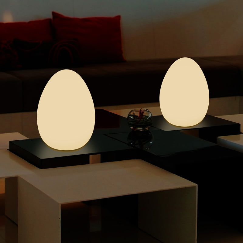 LED Tafellamp voor Slaapkamer met Warm Wit E27 Lamp, Modern 37cm Licht Ei