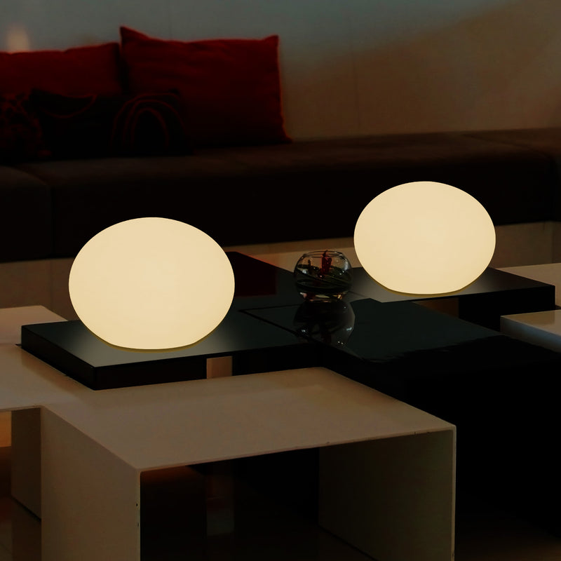 E27 LED Tafellamp, Designer 3D Ovaal Slaapkamerlamp, 27cm Vlakke Bol, Warm Wit