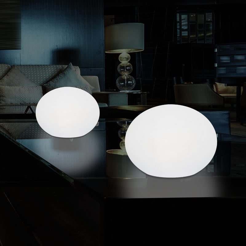Decoratieve LED E27 Dimbare Tafellamp, 3D Ovaal Ellips Woonkamer Verlichting, 27cm, Wit