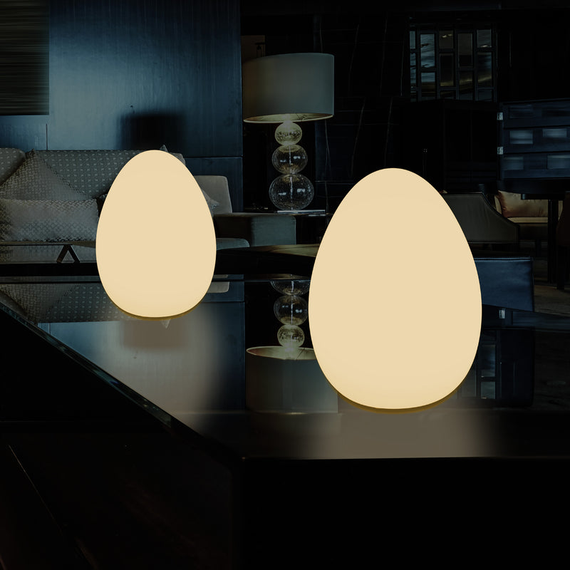 LED Tafellamp voor Slaapkamer met Warm Wit E27 Lamp, Modern 37cm Licht Ei