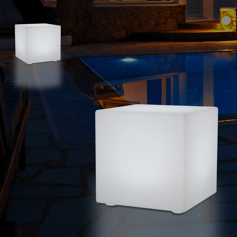 Buitenlicht, Op Netvoeding, 30cm Kleurveranderende LED Terraslamp, Kubus, Buitenlamp