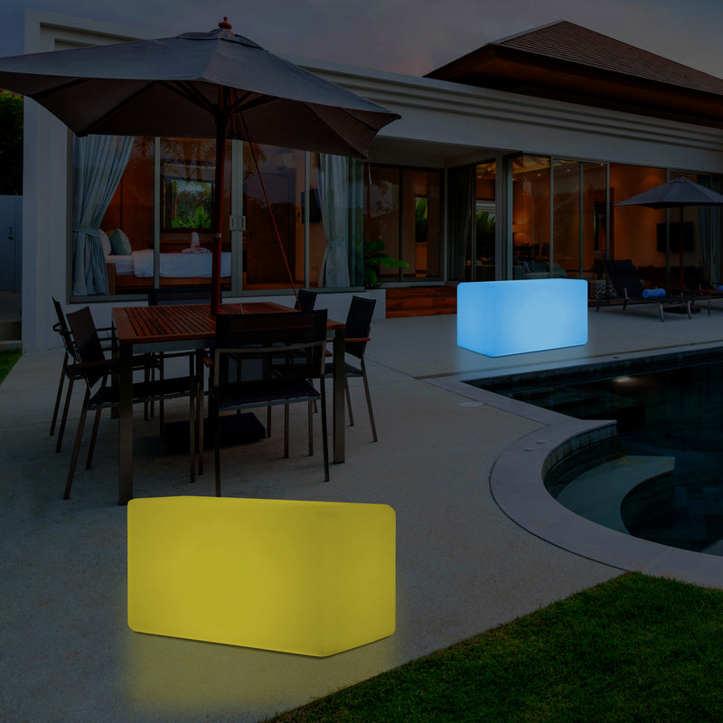 Buitenlamp, Verlichte LED Kruk Zetel, Bank, Zitbank, Tuinverlichting, 55x35 cm, Tuinlamp