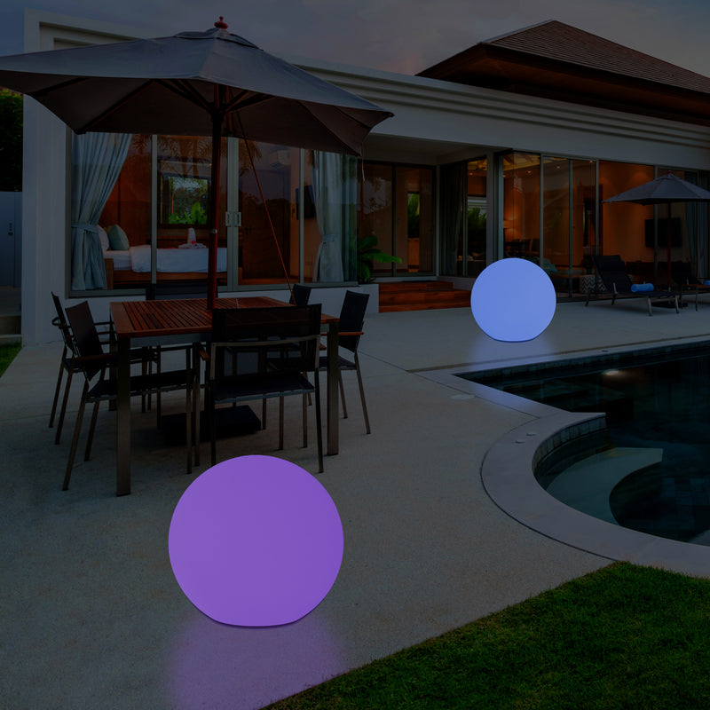 Buitenlamp LED Patio Verlichting, Op Netvoeding, 30cm Dimbare RGB Bol Lamp, 5V met Afstandsbediening