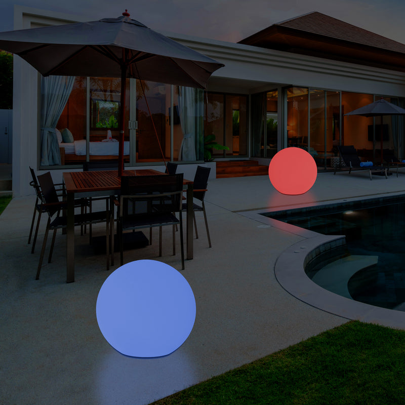 Buitenlamp LED Patio Verlichting, Op Netvoeding, 30cm Dimbare RGB Bol Lamp, 5V met Afstandsbediening
