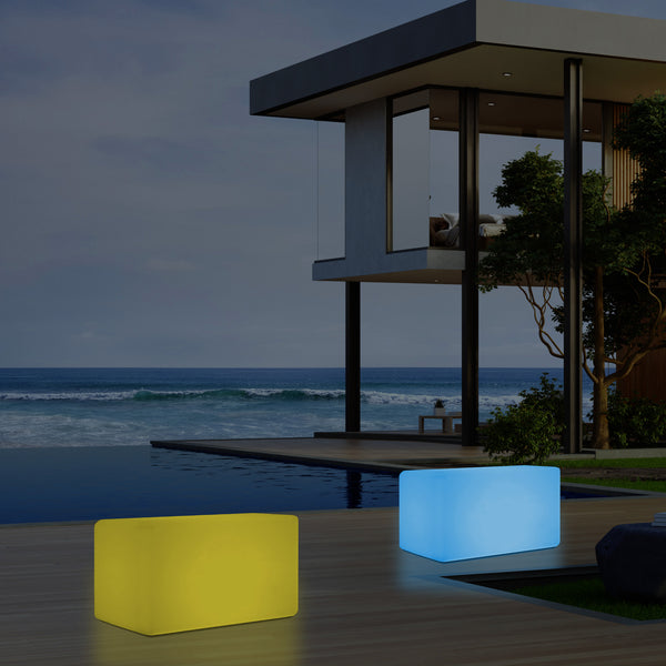 Buitenlamp, Verlichte LED Kruk Zetel, Bank, Zitbank, Tuinverlichting, 55x35 cm, Tuinlamp