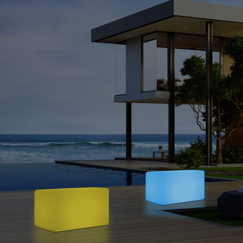 Buitenlamp, Verlichte LED Kruk Zetel, Bank, Zitbank, Tuinverlichting, 55x35 cm, Tuinlamp