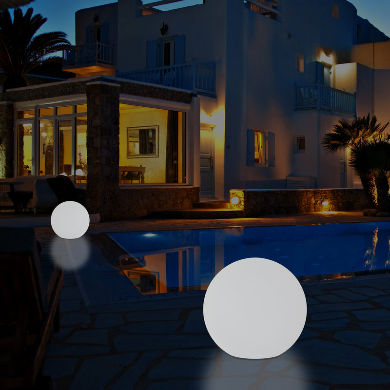 Buitenlamp LED Patio Verlichting, Op Netvoeding, 30cm Dimbare RGB Bol Lamp, 5V met Afstandsbediening
