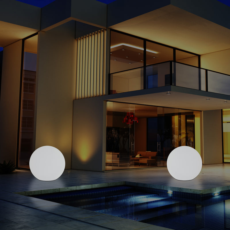 Buitenlamp LED Patio Verlichting, Op Netvoeding, 30cm Dimbare RGB Bol Lamp, 5V met Afstandsbediening