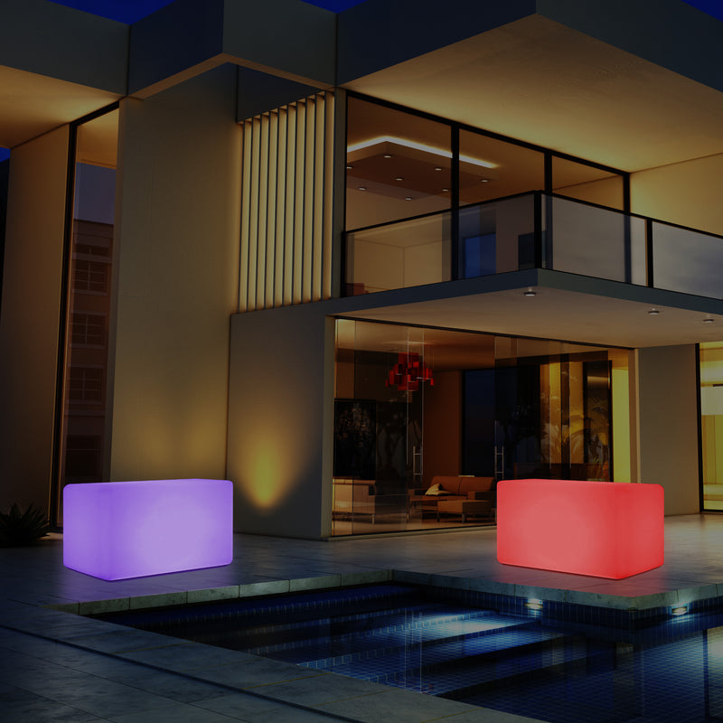 Buitenlamp, Verlichte LED Kruk Zetel, Bank, Zitbank, Tuinverlichting, 55x35 cm, Tuinlamp