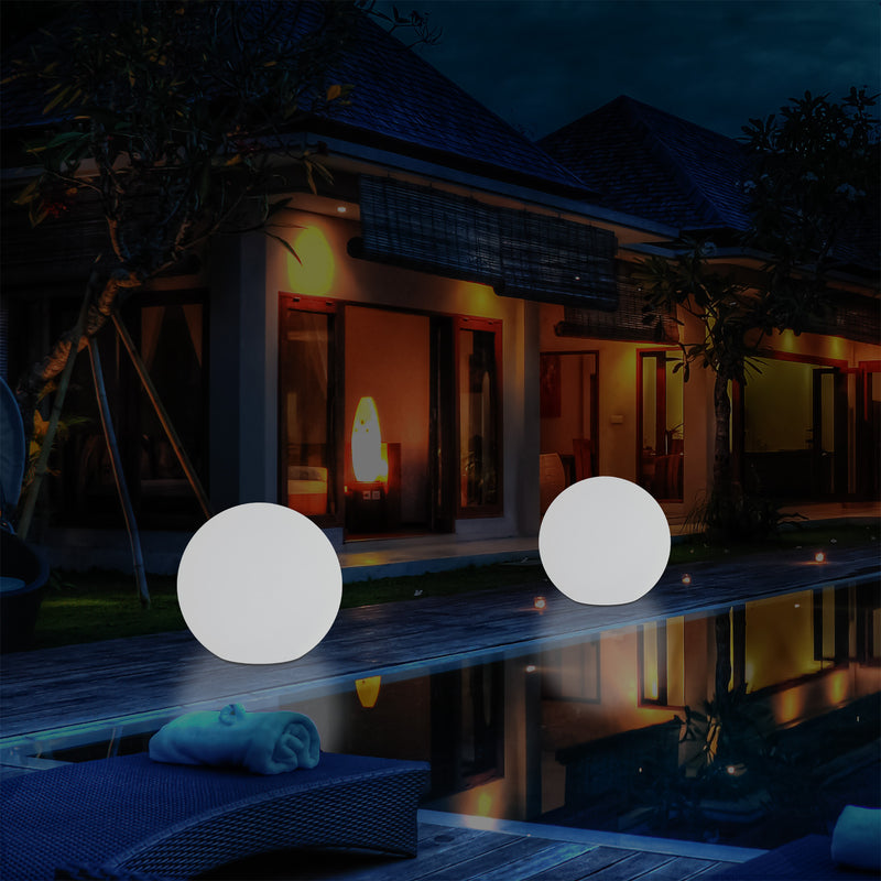 Buitenlamp LED Patio Verlichting, Op Netvoeding, 30cm Dimbare RGB Bol Lamp, 5V met Afstandsbediening