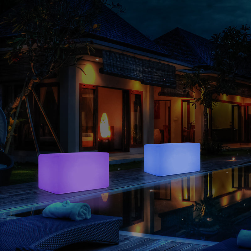 Buitenlamp, Verlichte LED Kruk Zetel, Bank, Zitbank, Tuinverlichting, 55x35 cm, Tuinlamp