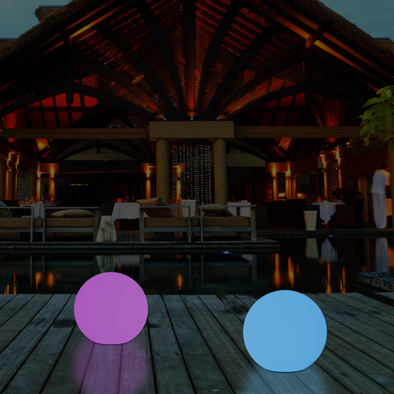 Buitenlamp LED Patio Verlichting, Op Netvoeding, 30cm Dimbare RGB Bol Lamp, 5V met Afstandsbediening